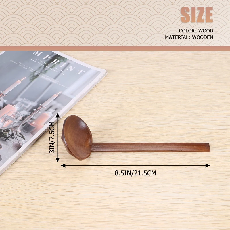 Cucharas de sopa japonesas, juego de utensilios de madera hechos a mano con ramen japonés de 8,5 pulgadas