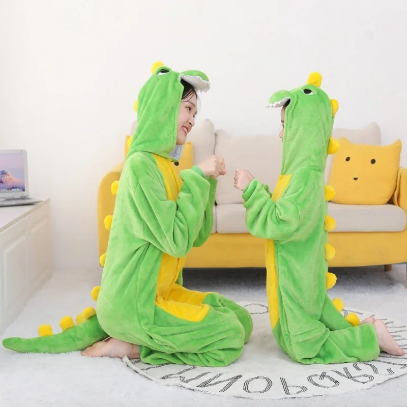 Kids Pyjamas Animal Dinosaur Rabbit Women Children Boys Girls Sleepwear Winter  Thicken Warm Soft Flannel Overalls Anime Onesie