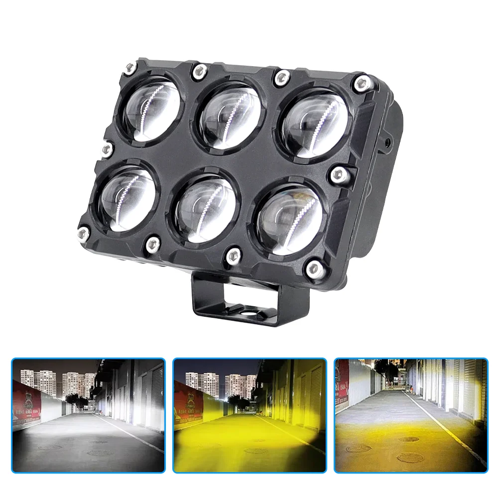 

6lens Motorcycle LED Spotlight Dual Color Hi/Low Beam Fog Lamps for Car Trucks SUV UTV 12V 24VMini Lens Headlight Driving Light