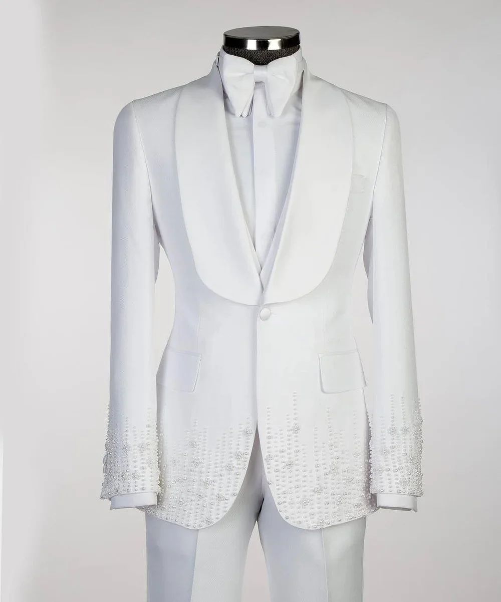2 Piece Men Suit Groomsmen Tuxedo Prom Blazer Slim Fit Suits One Button Wedding Dress Jacket Pants Set