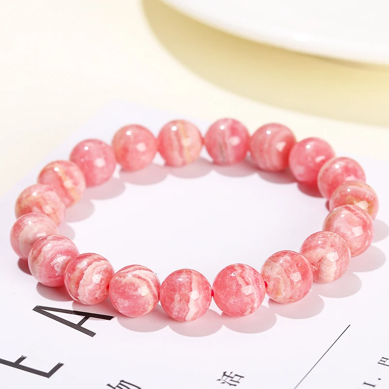 5A 5-10mm Natural Beads Rhodochrosite Bracelet Argentina Red Stone Beads Stretch Bangle for Women Healing Crystal Jewelry Gift 4