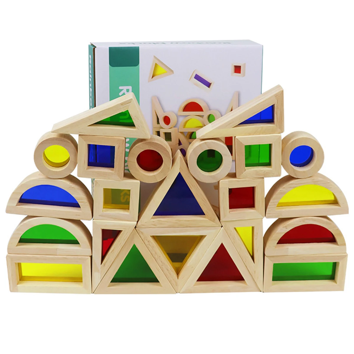 

24Pcs Colorful Sensory Blocks Set Imagination Development Construction Building Toy Parent-children Interactive Colorful Stacker