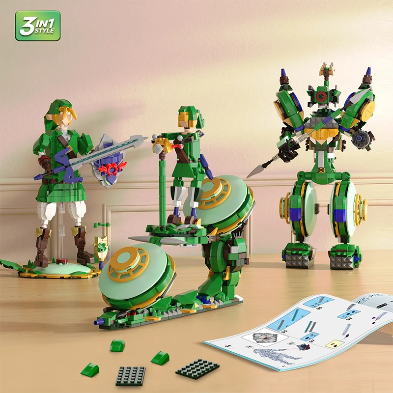 3in1 Anime Cerdan Legend Figure Action Figure Master Sword Doll Building Blocks Desktop Ornament Collection Sets For Child Gifts