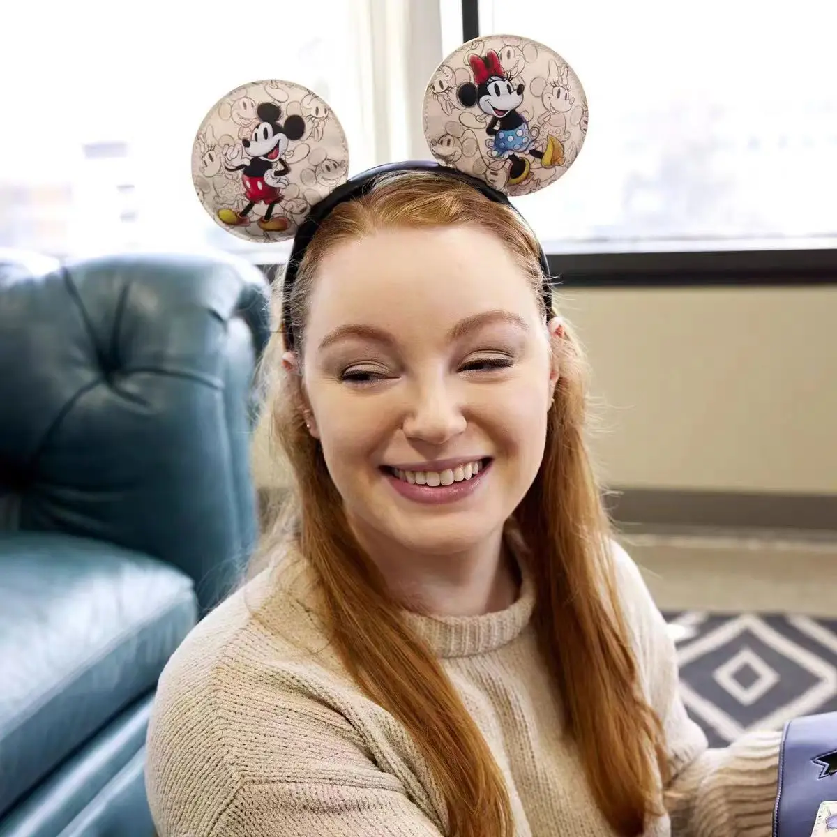 2024 Disney 100th Special Mickey Ears Headband PU Leather Minnie Headband Cosplay Hairband Disneyland Letter Headband Gift