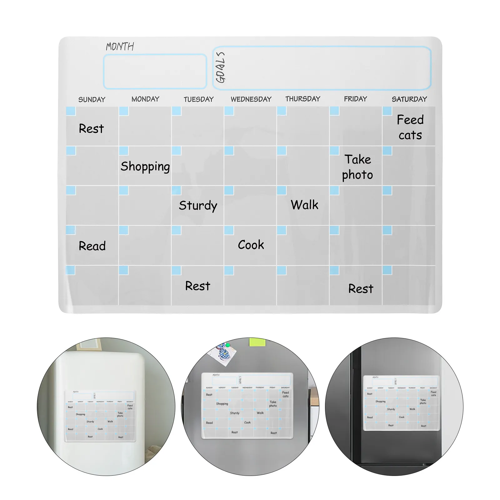 

Магнитный календарь-планер для холодильника, сухостираемая белая доска для кухни, офиса, дома, устойчивая к пятнам, с гладкой поверхностью для письма