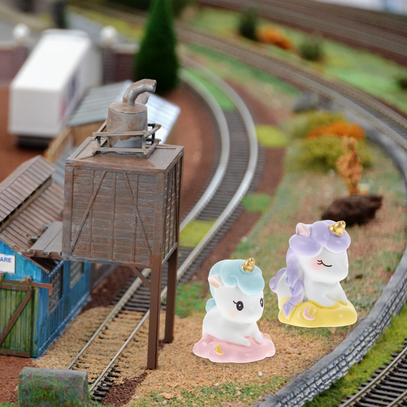 

2 Pcs Unicorn Ornaments Unicorns Decorations Desktop Resin Cute Animal Mini Animals