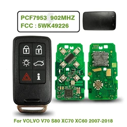 CN050004 Aftermarket 6 przycisków Auto inteligentny klucz dla 2007-2018 Volvo V XC 60 XC 70 S60 pilot zdalnego sterowania 902MHz PCF7953 Chip FCC 5WK49226