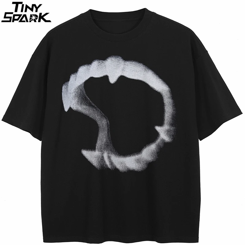 T-Shirt Streetwear Tier Zähne Grafik T Shirt Baumwolle Hipster Männer T-shirt Unisex Tops Tees Schwarz Hip Hop Kleidung