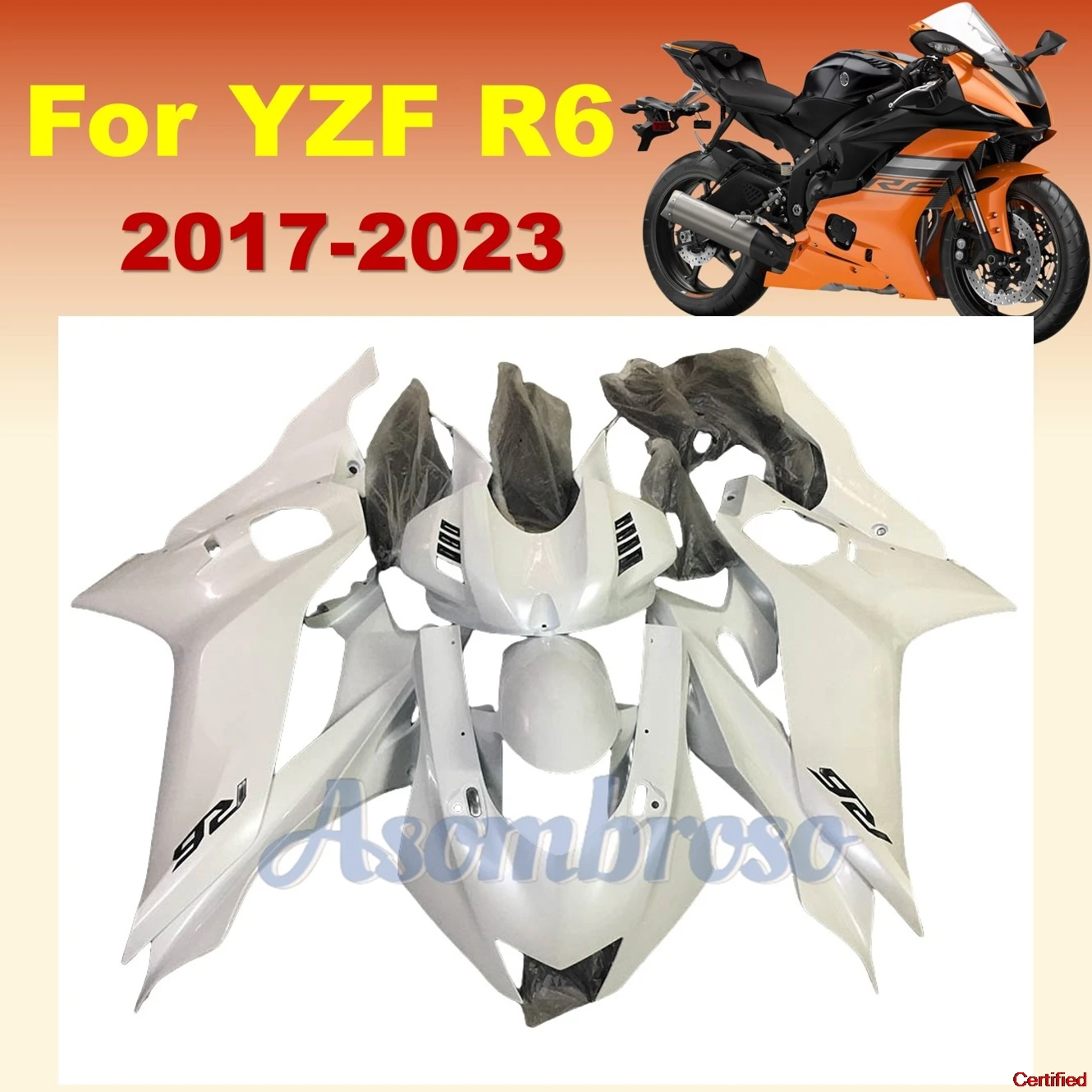 

Pearl White Brand New Fairing Kit For Yamaha YZF R6 2017-2024 yzf-r6 High Quality Motorcycle Shell CN