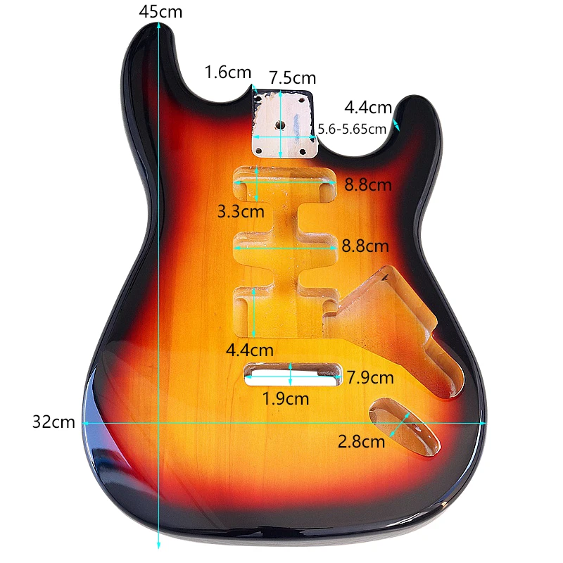 Poplar Wood Eletric Guitar Body Sunburst Color 5.6 Pocket Width High Glossy DIY Guitar Parts Guitar Barrel