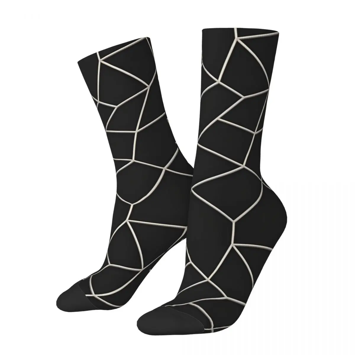 

Crazy compression Spider Web Modern Style Motif Minimalistic Black And White Lines Pattern Sock for Men VintageSeamless CrewSock