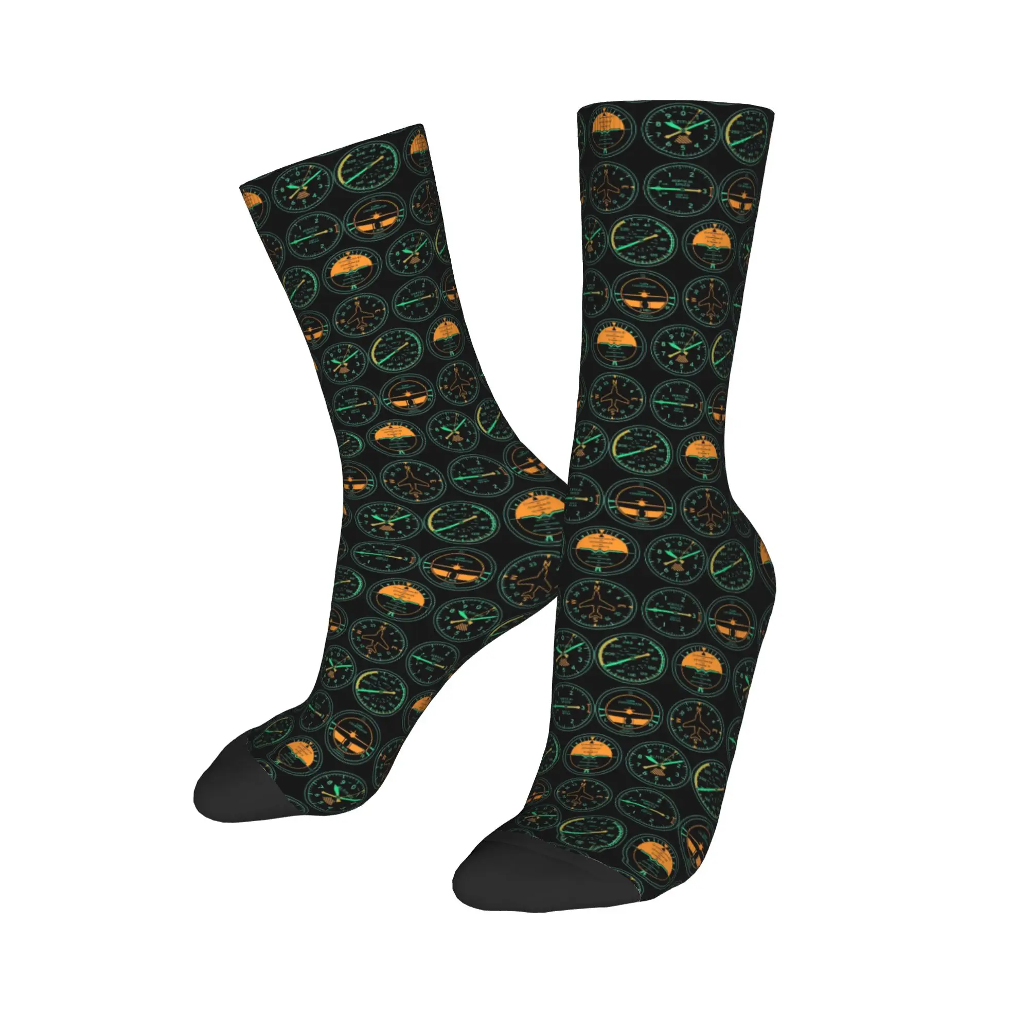 Autumn Winter Fashion Unisex Light Aircraft Dashboard Socks  Sweat Absorbing Soccer Socks