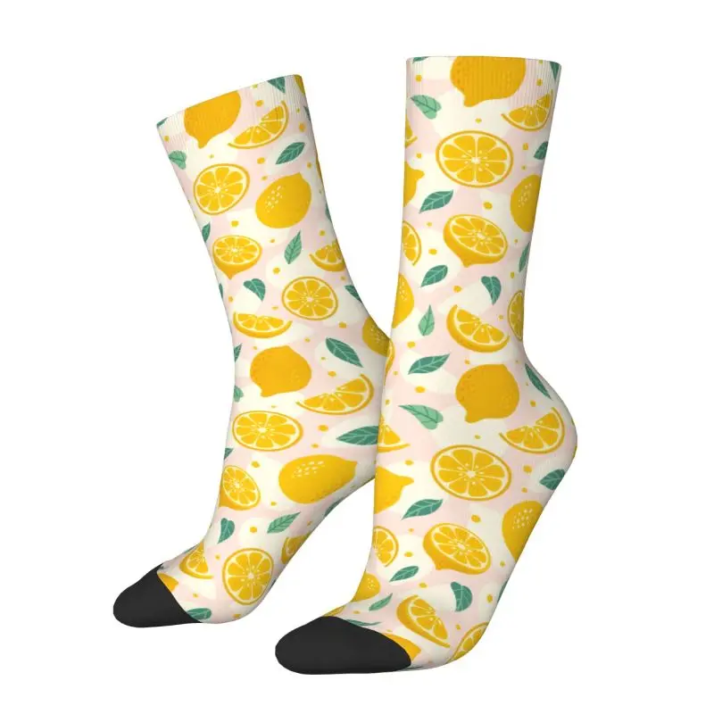 Custom Cartoon Summer Fruit Lemons Men Women Crew Socks Unisex Cool Spring Summer Autumn Winter Dress Socks