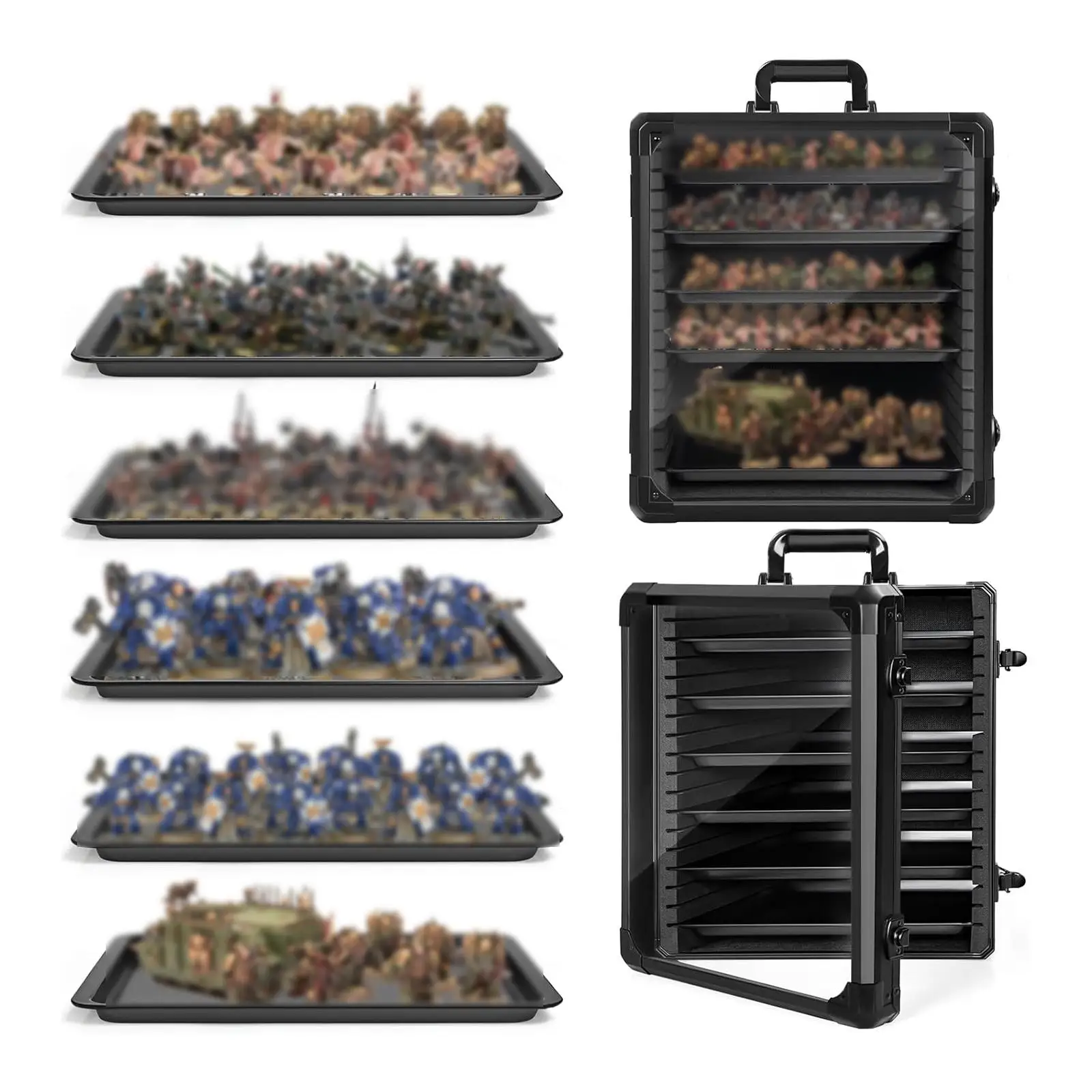 Miniature Figure Storage Case Portable Handle, Practical, Premium, Sturdy, Aluminum Alloy, Figure Display Cabinet with 6 Trays - view 5