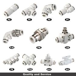 Pneumatic Fitting Better Quality High strength plastics Pipe Connectors White Fittings 6mm 8mm Adapter BSP Thread Tube Connector