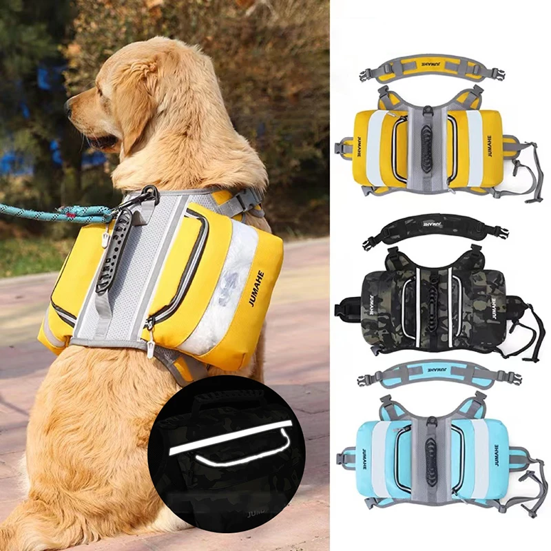 

Waterproof Large Capacity Dog Backpack Harness Reflective Tactical Saddlebag for Large Dogs Hiking Walking Pet Self Backpack