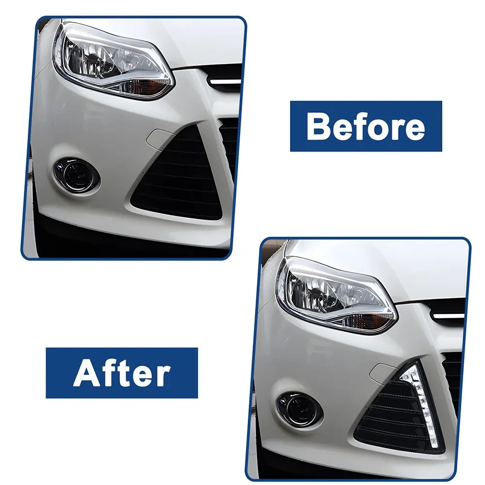2Pcs/Set Waterproof 12V Car LED DRL Daytime Running Lights White Turn Signal Fog Lamp Accessories For Ford Focus 3 MK3 2012-2015