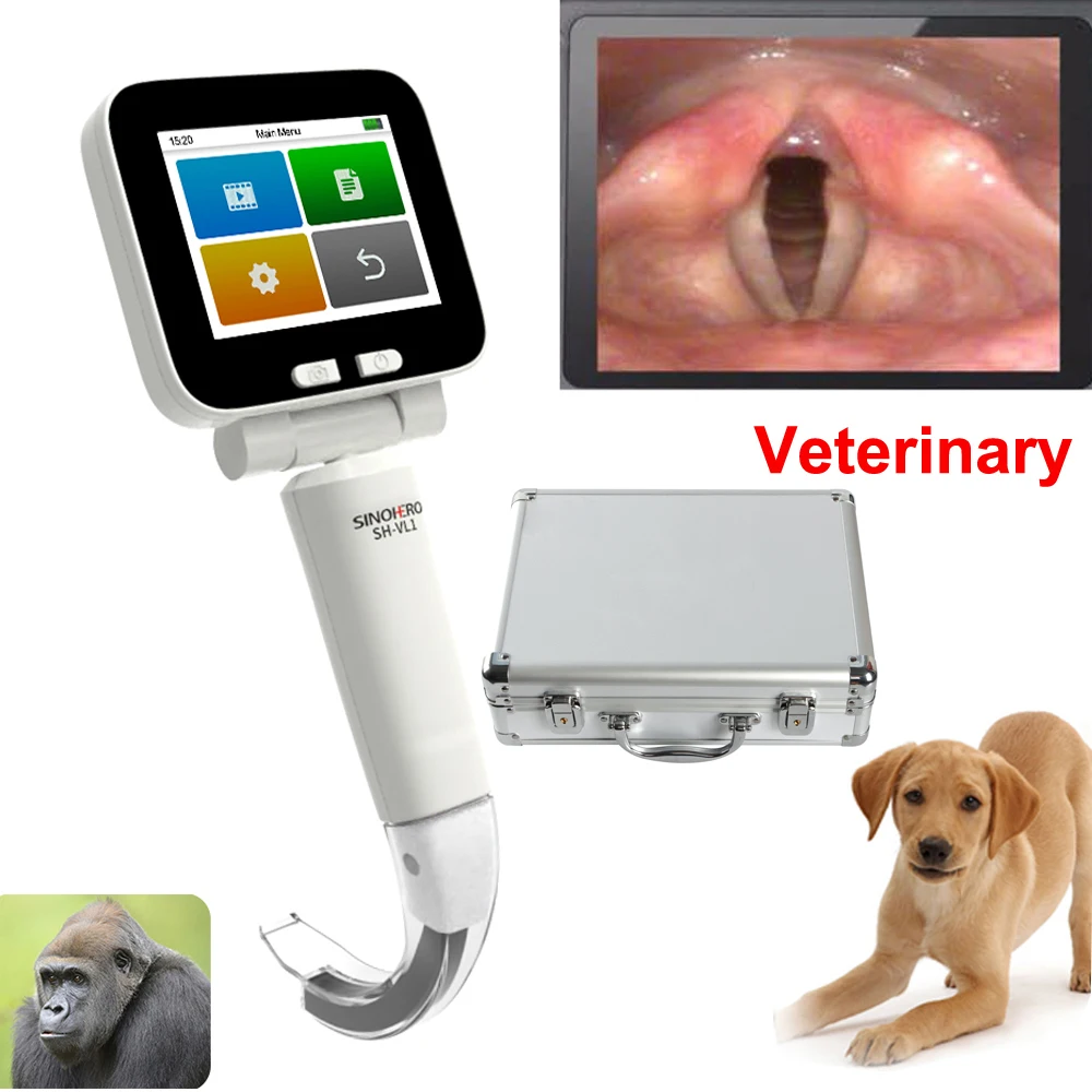 

Sinohero Bronchoscope Veterinary Digital Video Laryngoscope with 4 Disposable Blades 3.5" Full Touch Screen Endoscope For Animal