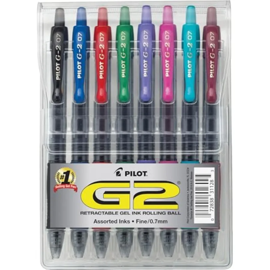 

G2 Pens, Premium Refillable And Retractable Gel Ink Pens Fine Point 0.7mm, Assorted Color Inks, 8-Pack Pouch