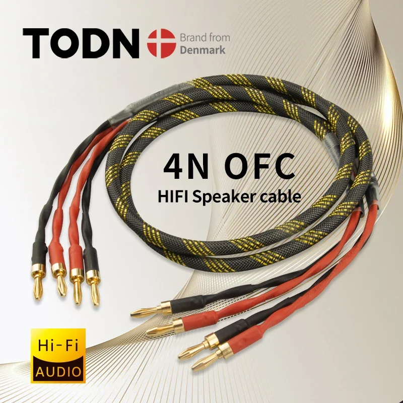 TODN speaker cable L-4S8F 1 Pair oxygen-free copper audio HI-FI high-end amplifier 4N OFC speaker cable Banana plug cable