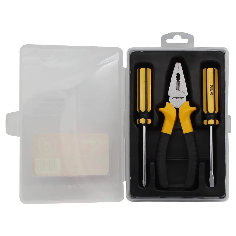 BIESUO 3 Piece Hardware Tool Set Set Home Repair Pliers Screw Batch Manual Hardware Hand Tools