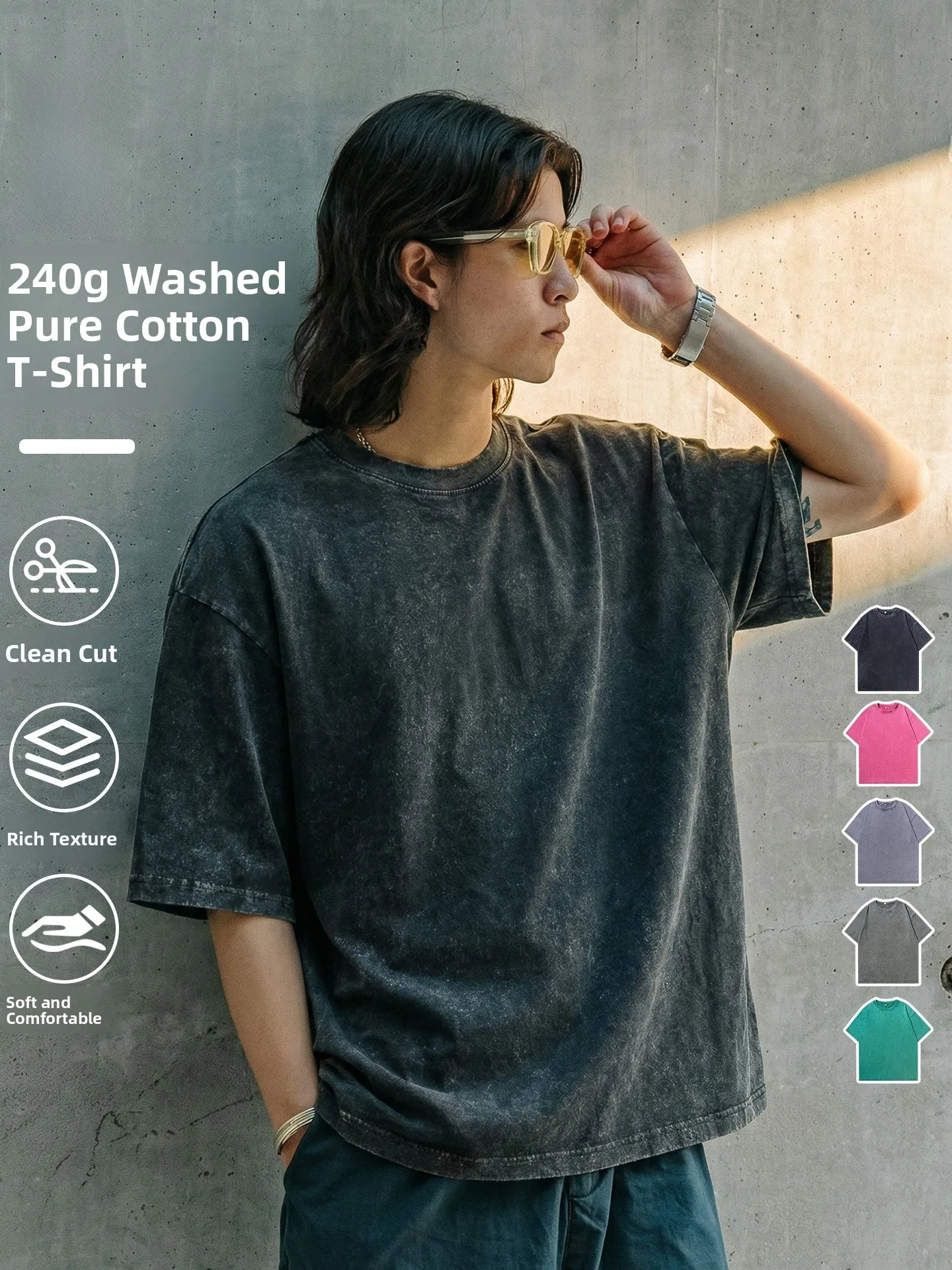 

Американская винтажная футболка унисекс из плотного хлопка (240 г/м²) с коротким рукавом, свободного кроя, модная, для мужчин и женщин