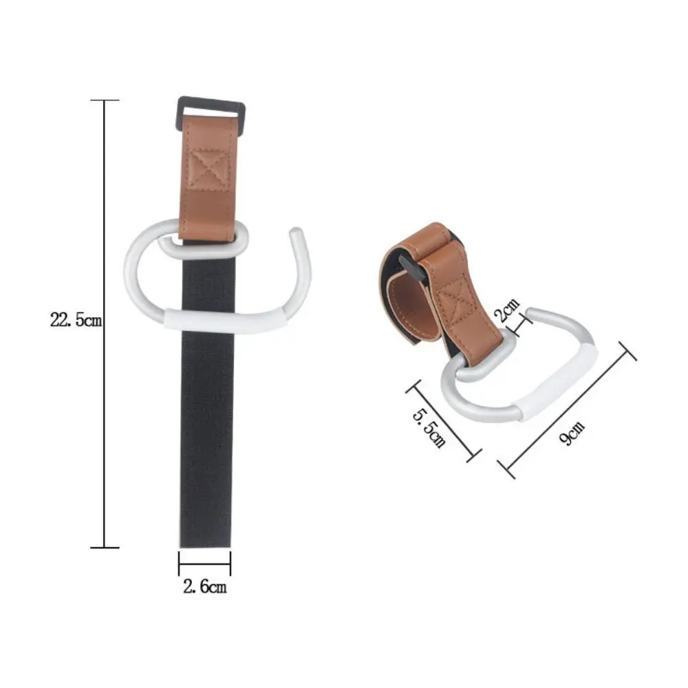 Universal PU Baby Stroller Hooks Solid Color Portable Pram Hanging Hook Aluminum Alloy Hook Stroller Accessories Cart Organizer