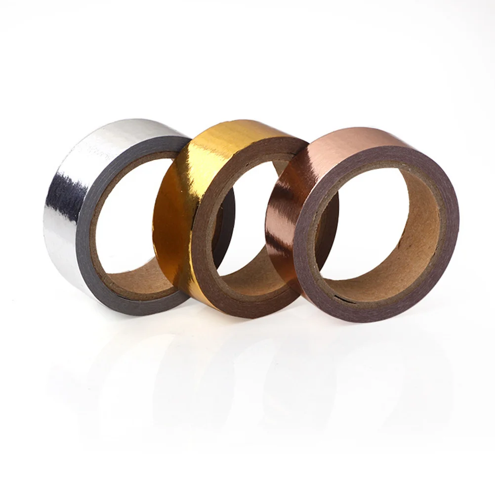 

5pcs Bronzing Decorative Gold Foil Craft For Diy Scrapbook Planner Gift Wrapping Masking Tape Set Paper Tape Decoration