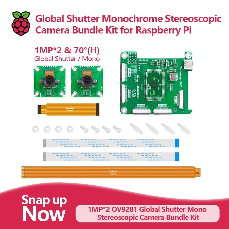 

1MP * 2 OV9281 Комплект монохромной стереоскопической камеры с глобальным затвором для Raspberry Pi, NVIDIA ® Jetson Nano/Xavier NX/AGX Orin