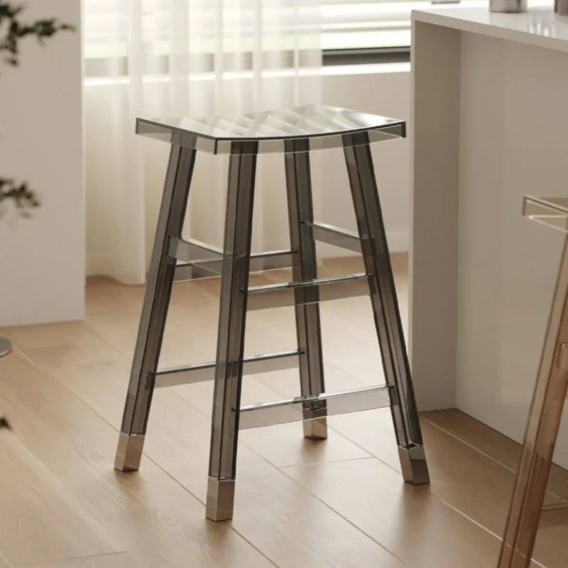 

Nordic Design Transparent Bar Stool Front Desk High Stools Home Bar Furniture Cafe Milk Tea Shop Kitchen Island Counter Stool