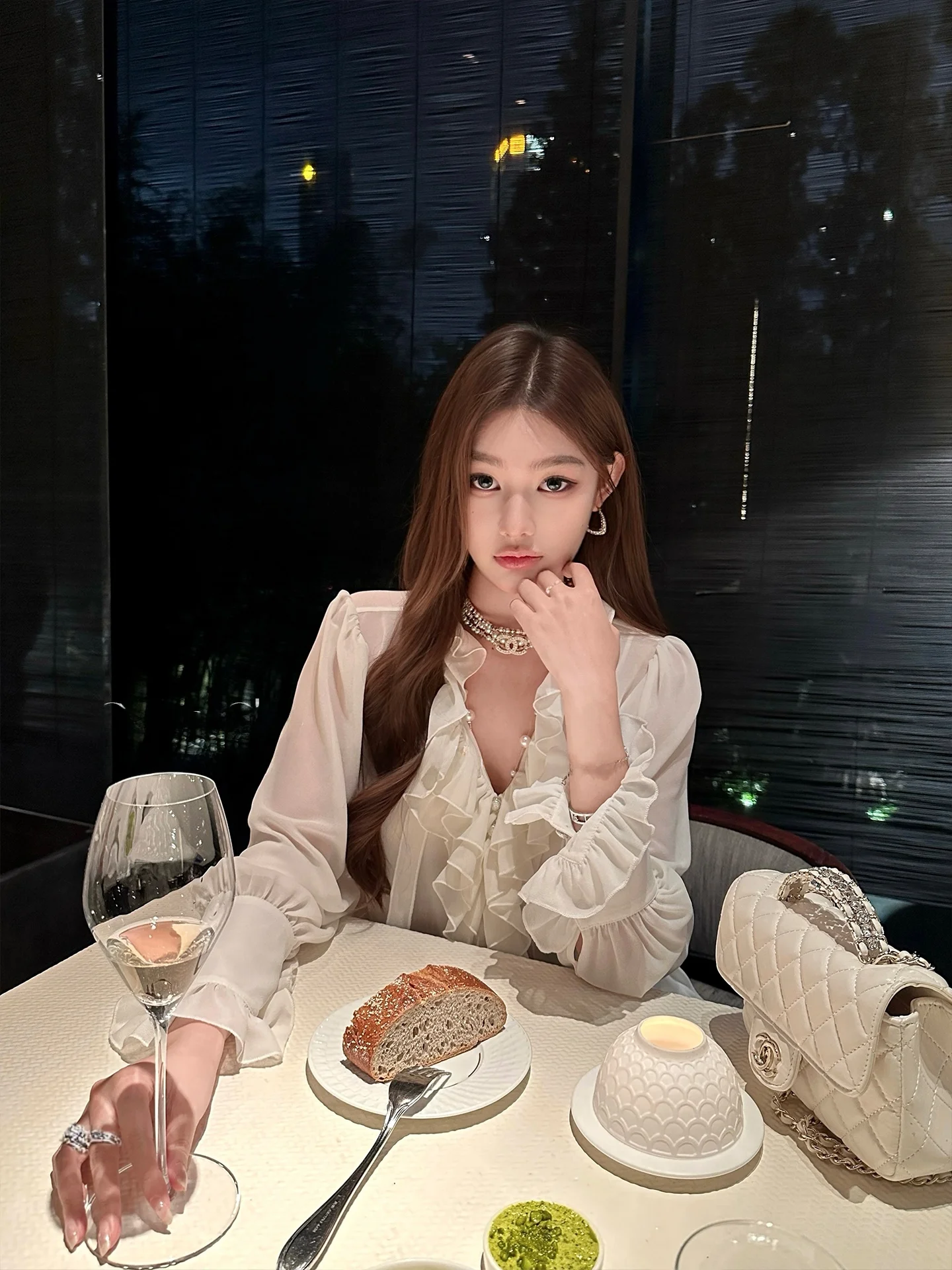 

Chien Court Sle Long Sve Women's irt Gauze Fabric Lace Trim Premium Feel Spring Autumn Faion Sensation Casual Wear