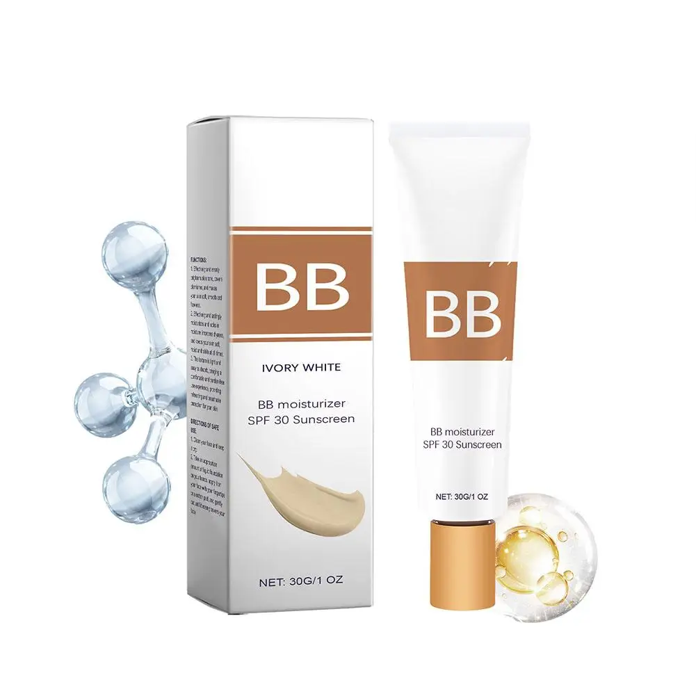 BB Cream-Crème de fond de teint pour le visage, crème solaire, correcteur de maquillage, étanche, couverture des pores, imperfections, Cosme naturel, même teint de peau, R8Y0