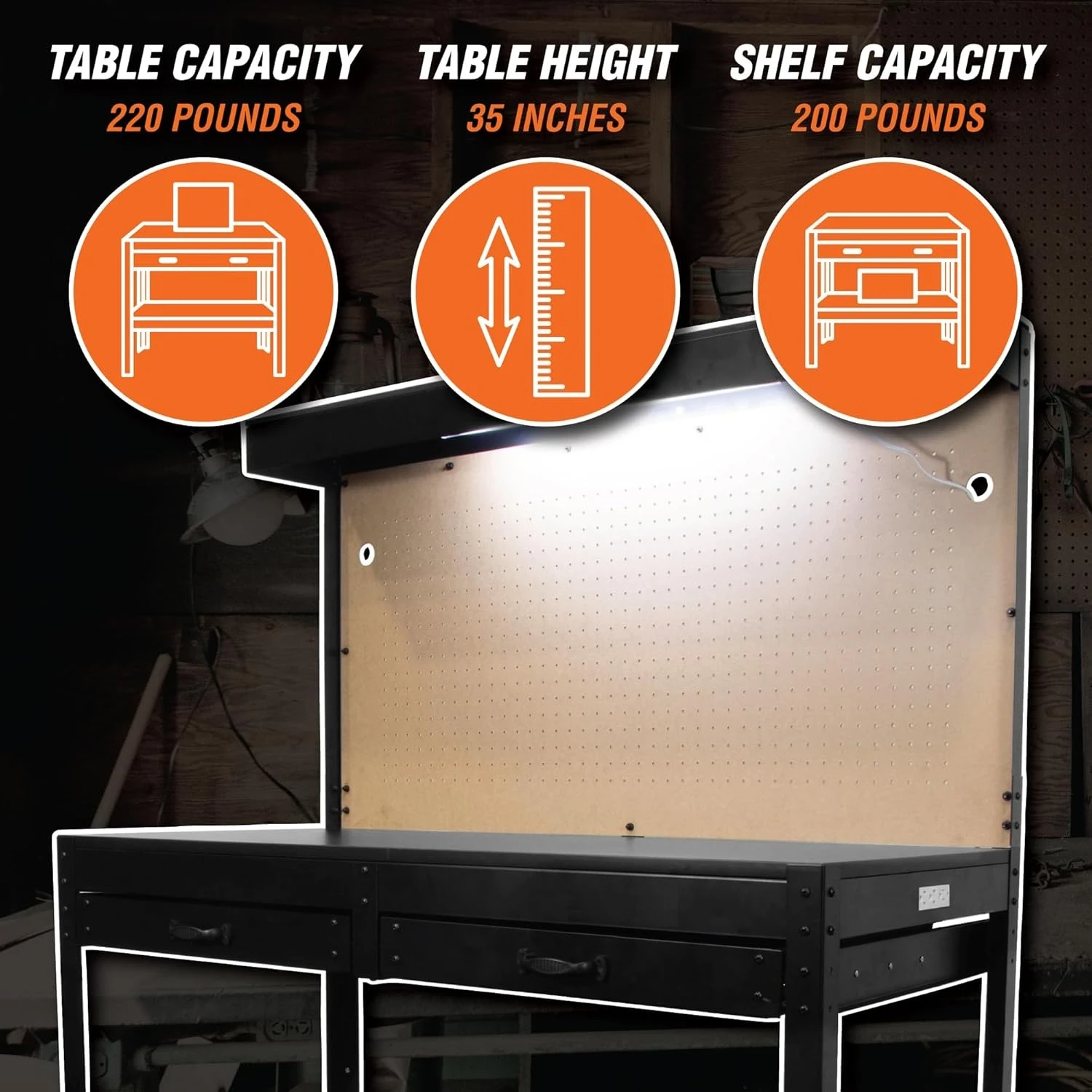 ZZH WB4723T منضدة مقاس 48 بوصة مع منافذ طاقة وإضاءة، باللون الأسود #4
