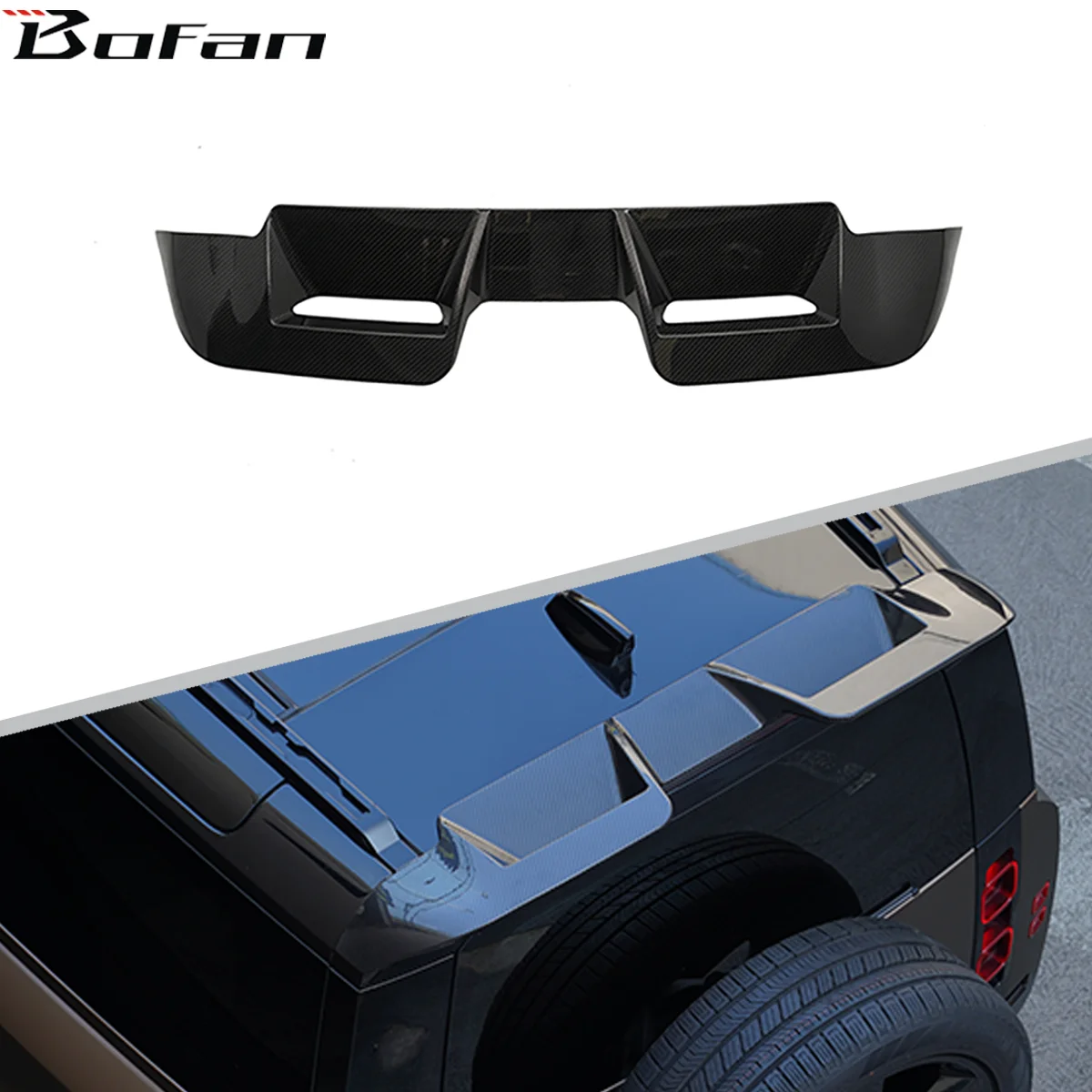 

BR Modification Club Auto Accessories ROCK Style Carbon Fiber Car Rear Bumper Spoiler For Land Rover Defender 2020+