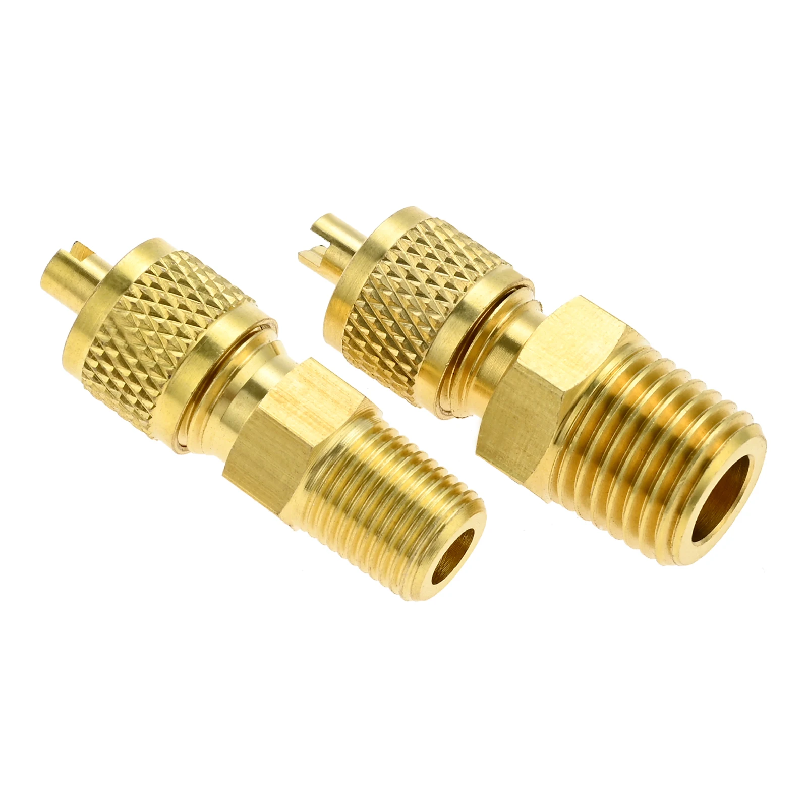 1/4 SAE Male to 1/8NPT Female Thread Tubing Adapter Hose Connector Fittings with Valve Core for Air Conditioner Refrigeration