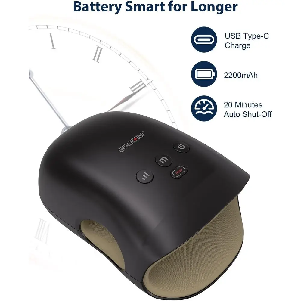 جهاز مساج يدوي لاسلكي مع حرارة وضغط لتخفيف الآلام وتخفيف نفق الرسغ، هدية مثالية للنساء (أسود)