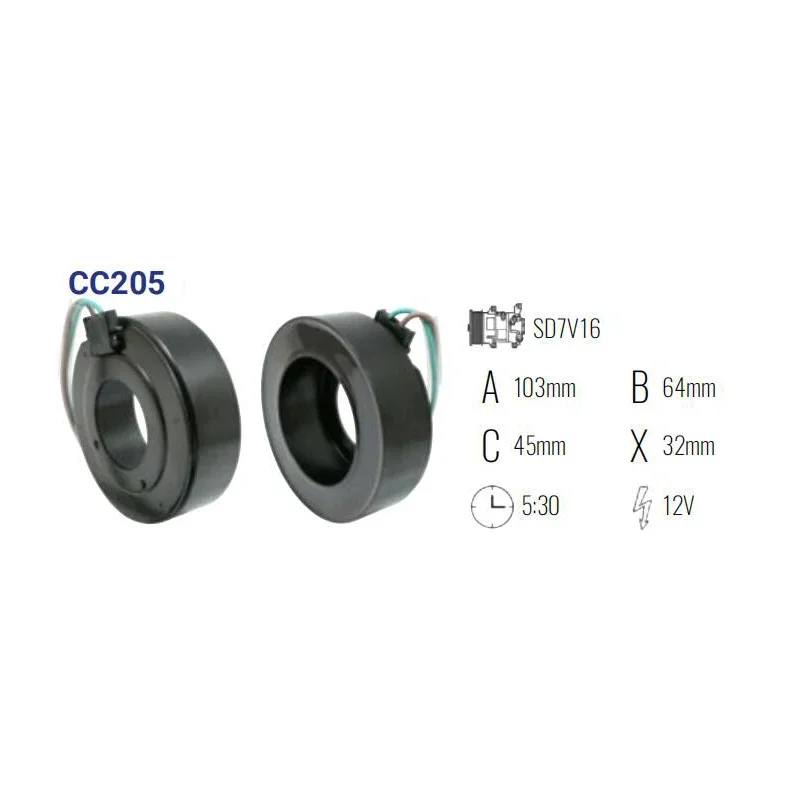 

Катушка сцепления компрессора переменного тока CC205 SANDEN SD7V16 для Audi/Seat/Skoda/Volkswagen vw 1J 0820803 A / 1J 0820805 / 1J 0820803 F CC205