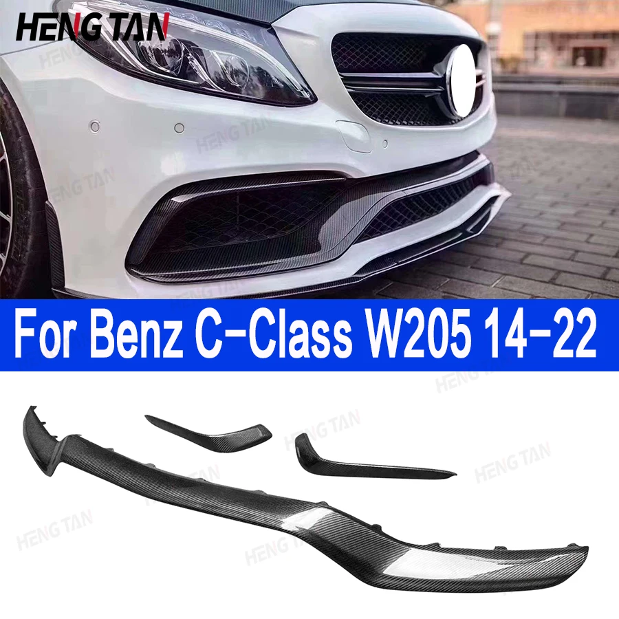 For Mercedes Benz C Class W205 C63 2014-2021 Front Chin Spoiler Carbon Fiber FRP Car Front Bumper Lip Front lip Body Kit