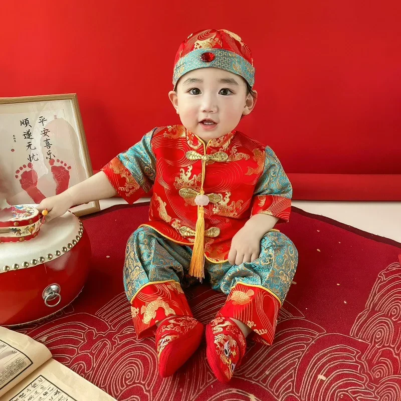 Traditional Retro Baby Chinese Traditional Tang Suit Gift Kids New Year's Clothing Spring Festival Hundred Days One Year Outfit