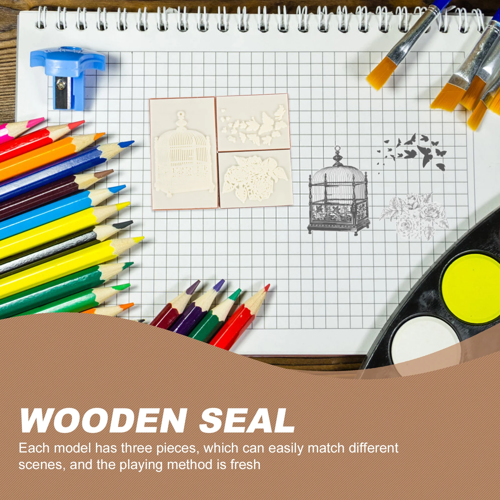 

1 Box DIY Rubber Wooden Stamps Decorative Craft Stamp Durable Seal for Diary Scrapbook Handmade Cards Scrapbook