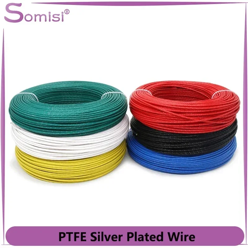 5/10M PTFE Sliver Plated Wire 30AWG - 10AWG DIY High Purity OFC Electronic Line Copper Headphone Signal HiFi Audio Speaker Cable