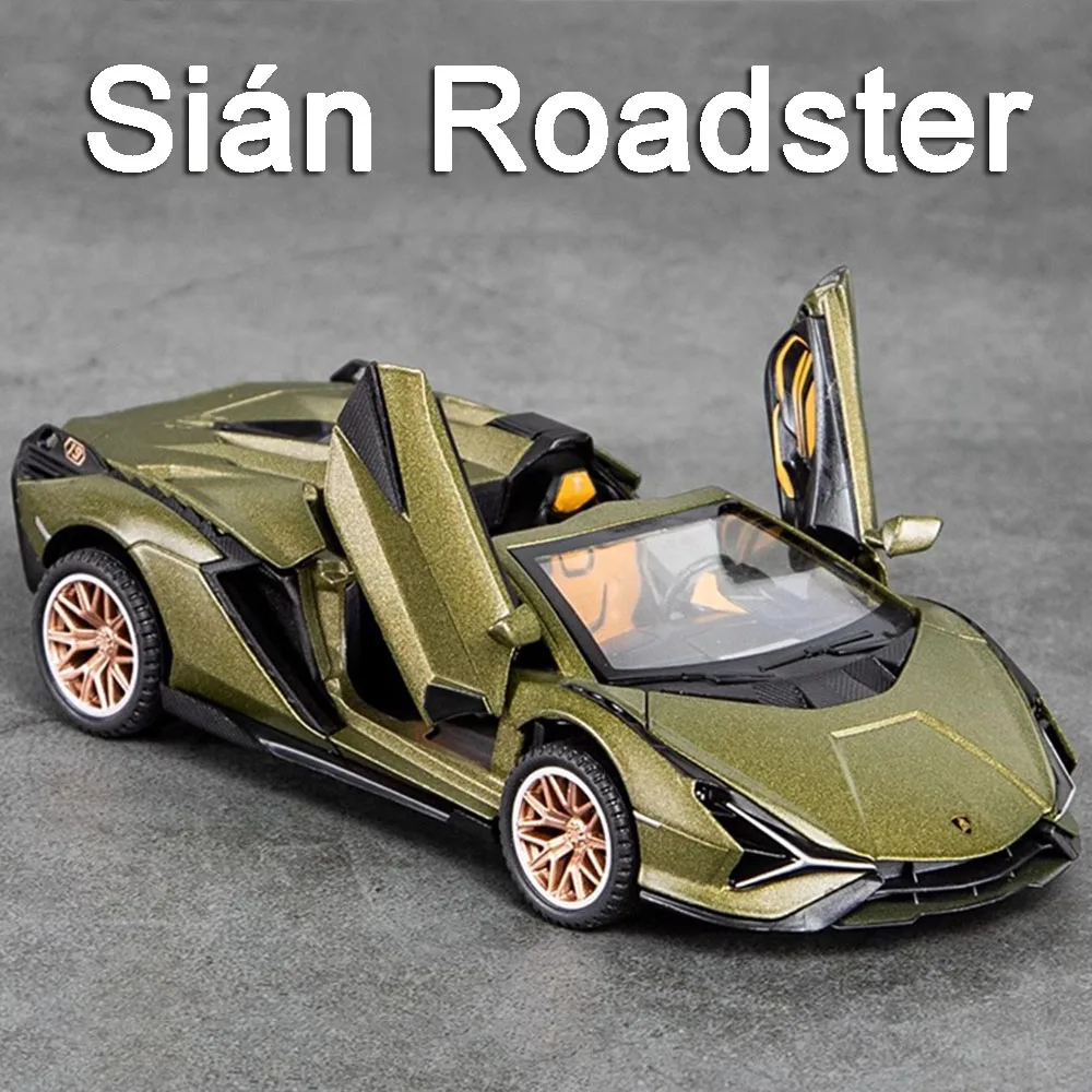 1:32 Sián Roadster Sports Car Model Toys Alloy Diecast Vehicles Sound Light Doors Opened Pull Back Supercars for Children Gifts