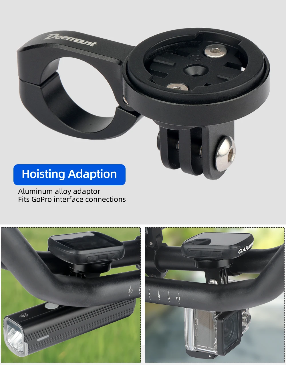 Deemount Fahrradcomputer-Halterung TT Lenker-Tachometerhalterung Aluminium-Halterung für Garmin Bryton IGPS XOSS Wahoo Passend für GoPro-Kamera – Detail 13