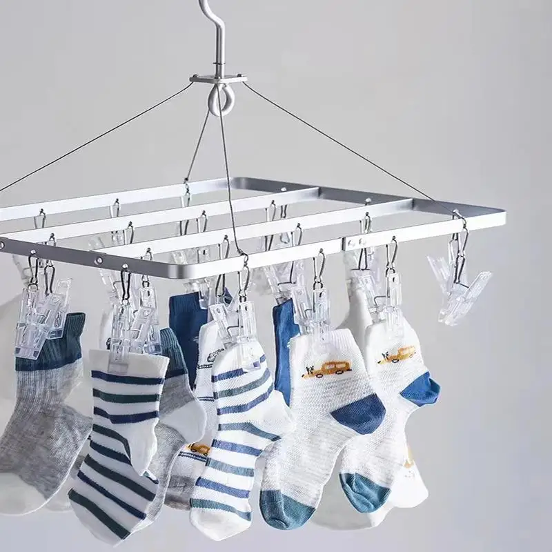 aluminum-alloy-square-japanese-style-clothesline-holder-baby-clothes-drying-rack-underwear-socks-multi-clamp-drying-rack