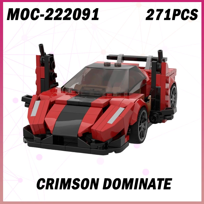 

271PCS MOC-222091 Speed Champions Crimson Dominate Building Blocks Garage Sports Car Particle Mocs Ideas Creative Vehicle Toys