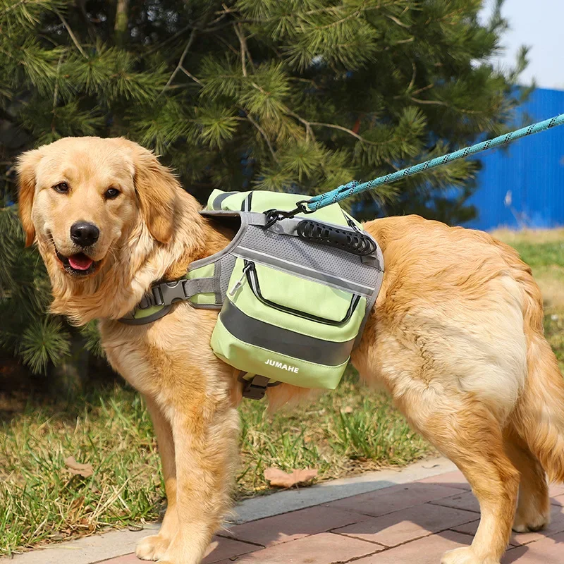 Pet Supplies Outdoor Dog Backpack Oxford Fabric Double Snack Bag Medium Large Dog Tactical Bag Waterproof Reflective Saddle Bag