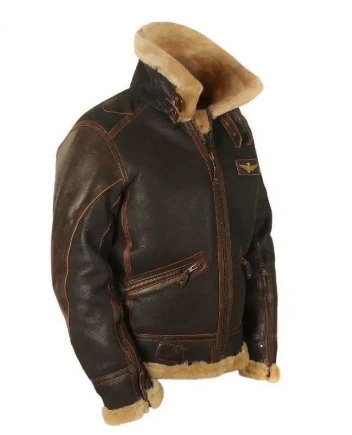 Men's Leather Jacket Autumn And Winter Brown Lapel Zipper Pocket Zipper Fit Youth Solid Color Warmth Casual Motorcycle Coat