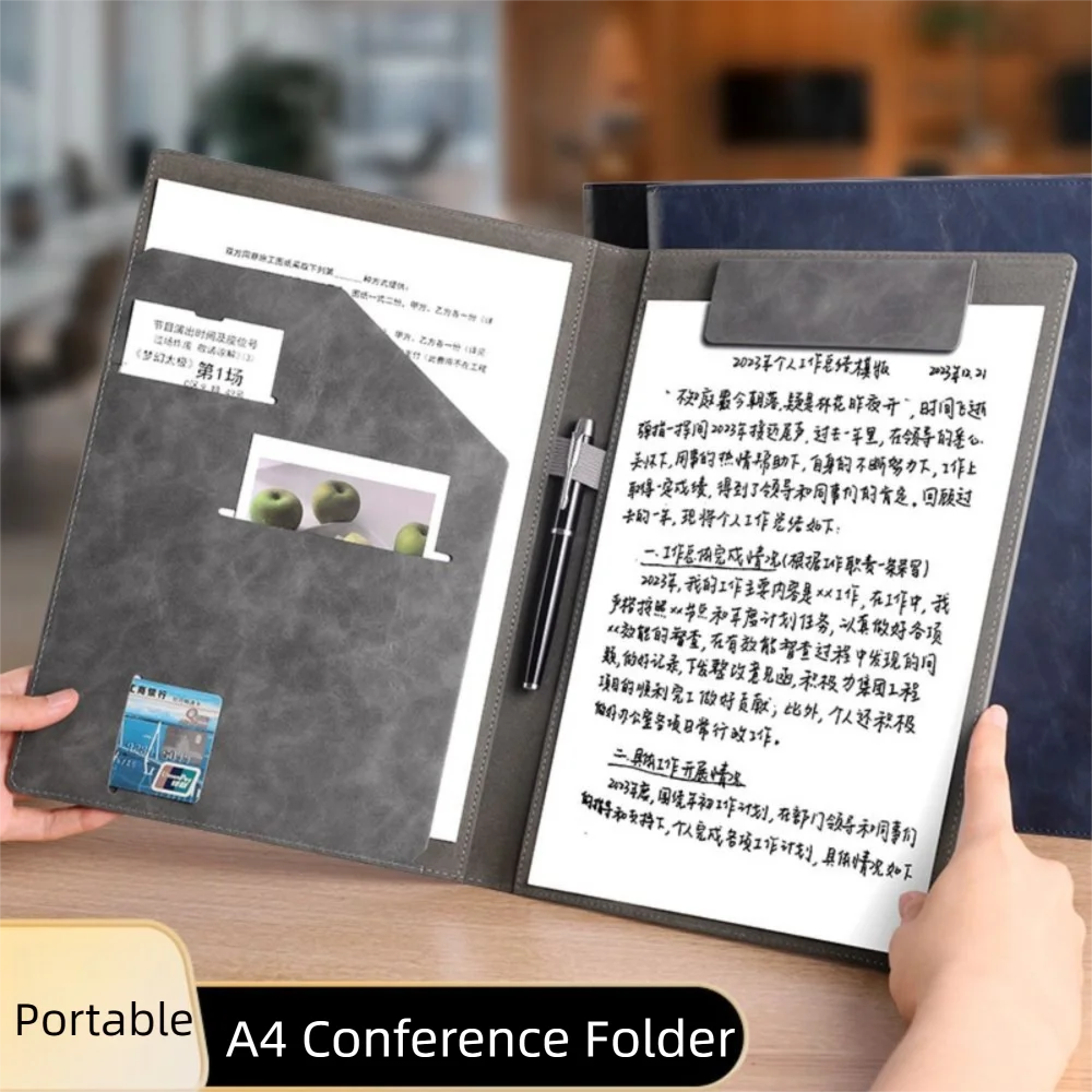 

Multifunctional A4 Conference Folder Vintage File Storage Contract File Folders Portable Writing Pads Business Folder Briefcase