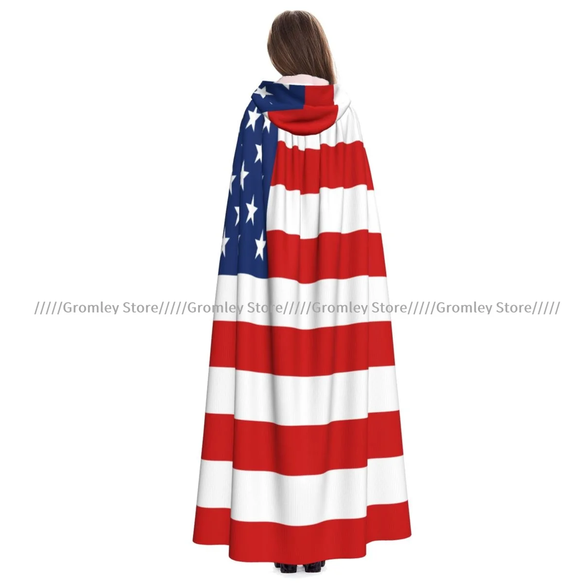 Capa de bruja con bandera americana, disfraz de Halloween, capa Unisex para adultos, capa Retro para edades