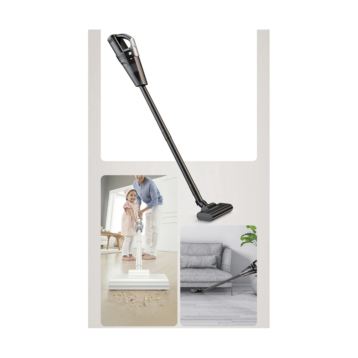 7500PA Car Vacuum Cleaner Portable Strong Suction Multifunction Vacuum Cleaner Dual Handheld Floor Mop -White